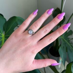 Elegant Silver Moonstone Ring size 6.5 hand crafted